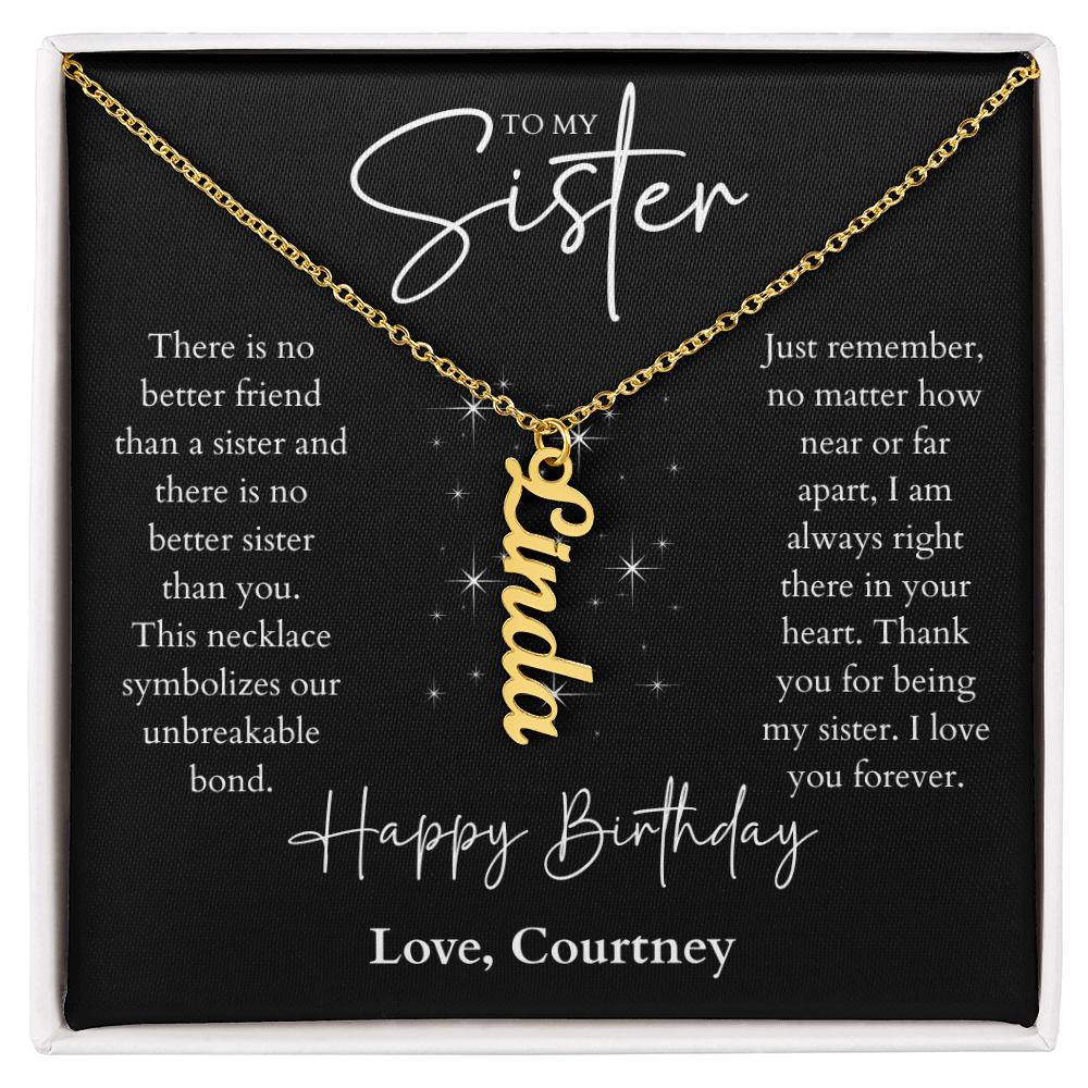 Vertical Name Necklace - To My Sister - Birthday Gift