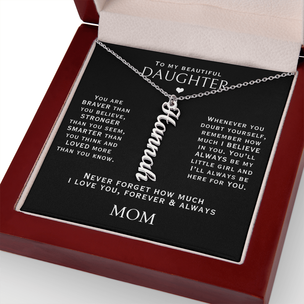 Vertical Name Necklace For Daughter + Message Card