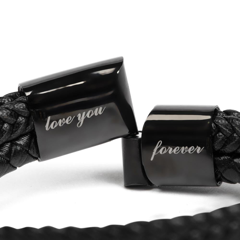 To  My Son - Mens Leather Bracelet + Message Card