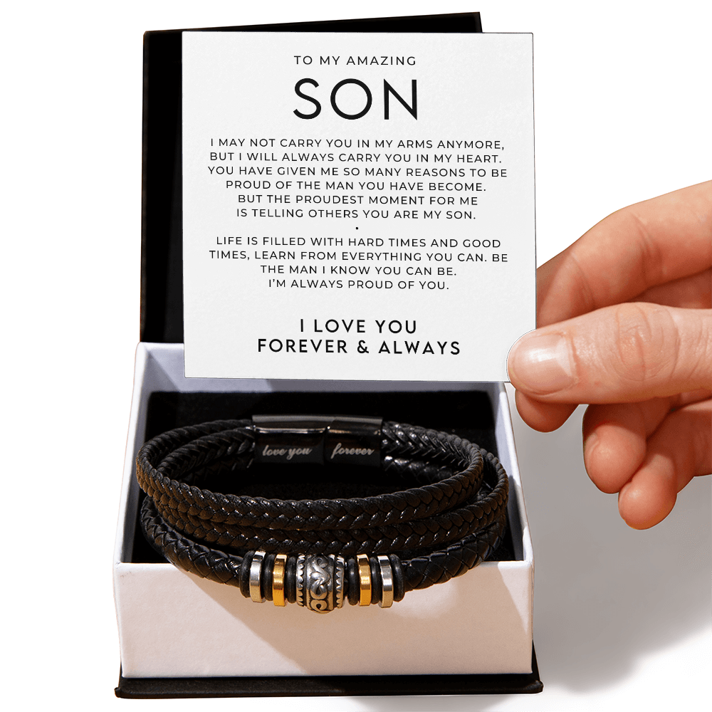 To My Son Bracelet + Message Card Gift