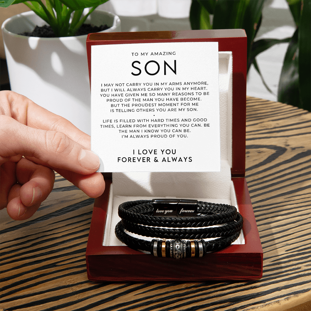 To My Son Bracelet + Message Card Gift