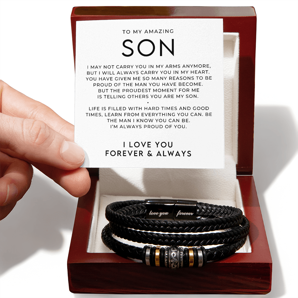 To My Son Bracelet + Message Card Gift