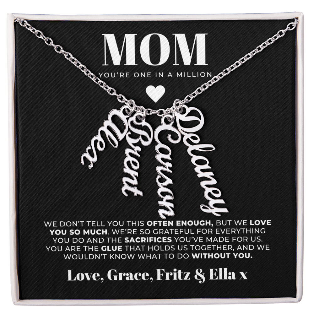 Personalized Name Necklace For Mom + Message Card