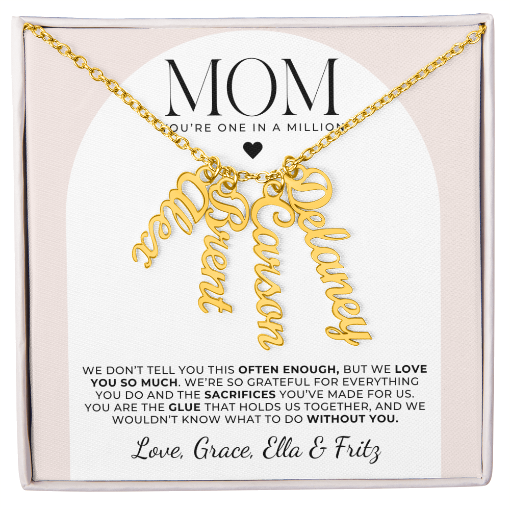 Personalized Multi Name Necklace - To Mom