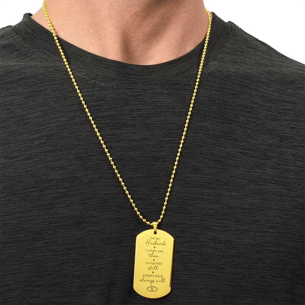 Engraved Dog Tag Necklace - Gift For Husband