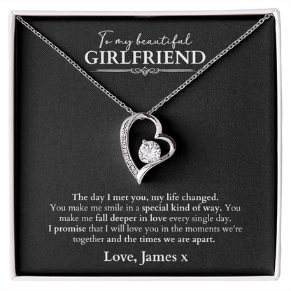 Love Heart Necklace Gift - To My Beautiful Girlfriend