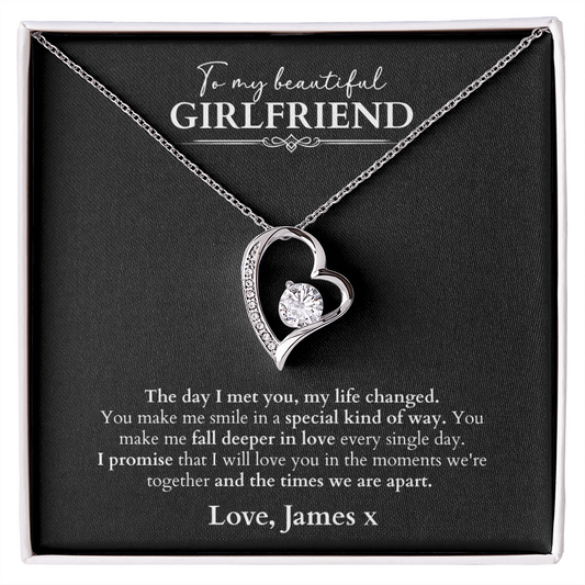 Love Heart Necklace Gift - To My Beautiful Girlfriend