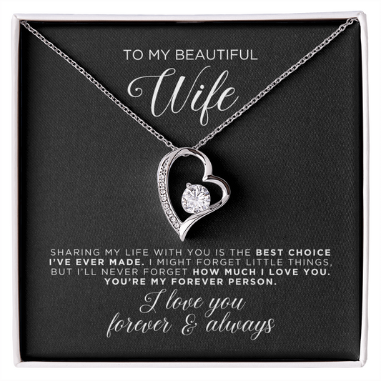 To My Beautiful Wife - Heart Necklace - Forever