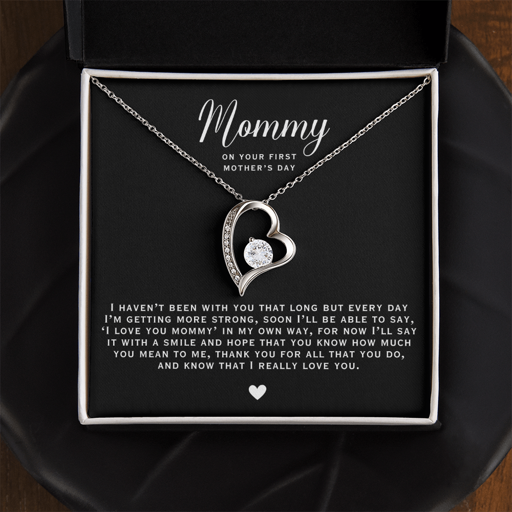 sweet first mothers day gift, white gold necklace for her. 