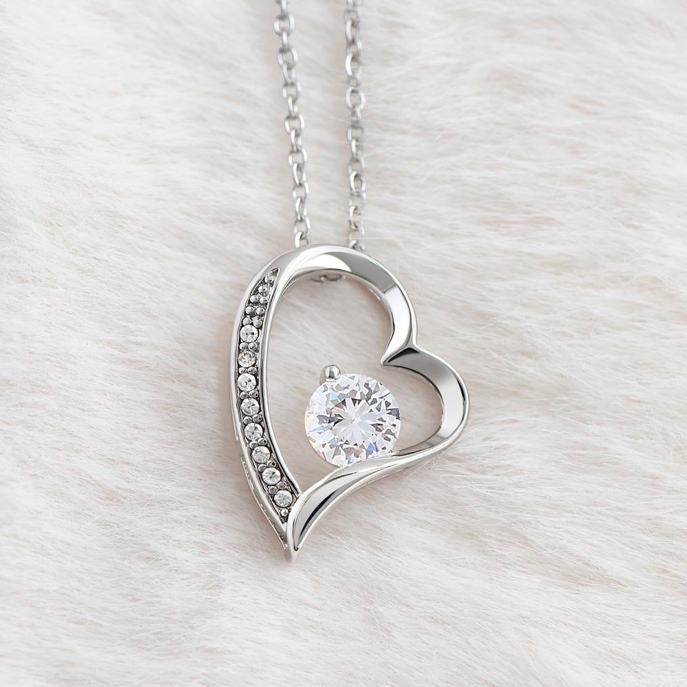 White Gold Heart Necklace For Mom