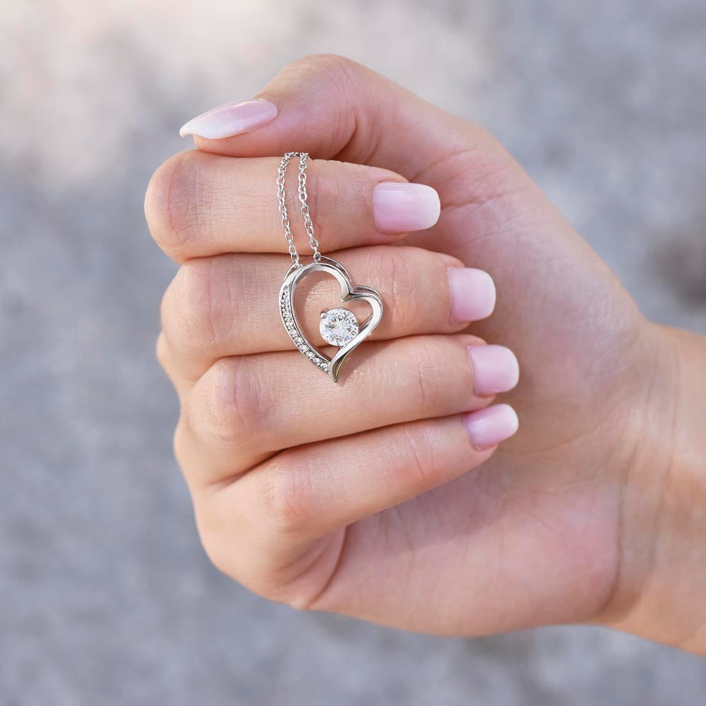 White Gold Heart Necklace For Mom