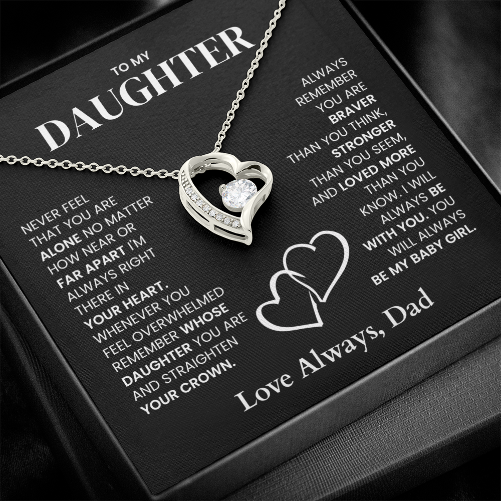 white gold heart necklace gift to my daughter jewelry with message card