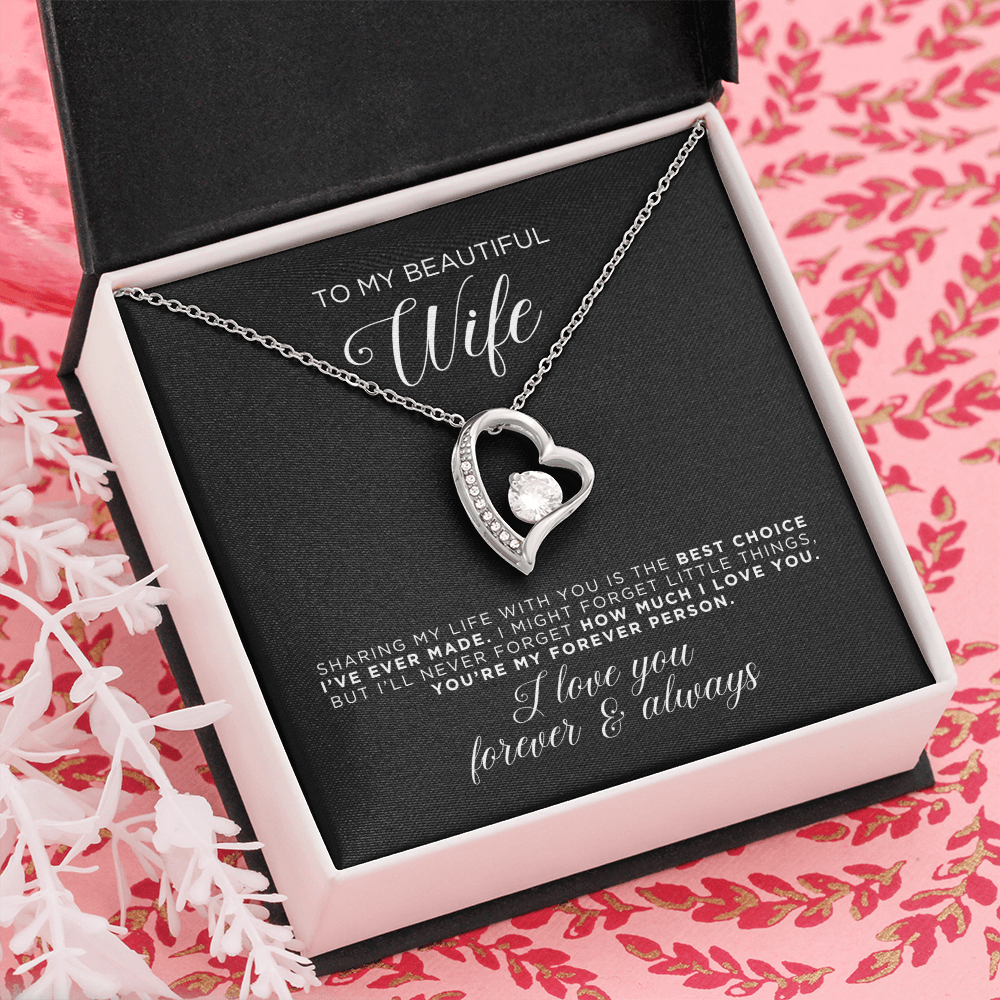 To My Beautiful Wife - Heart Necklace - Forever