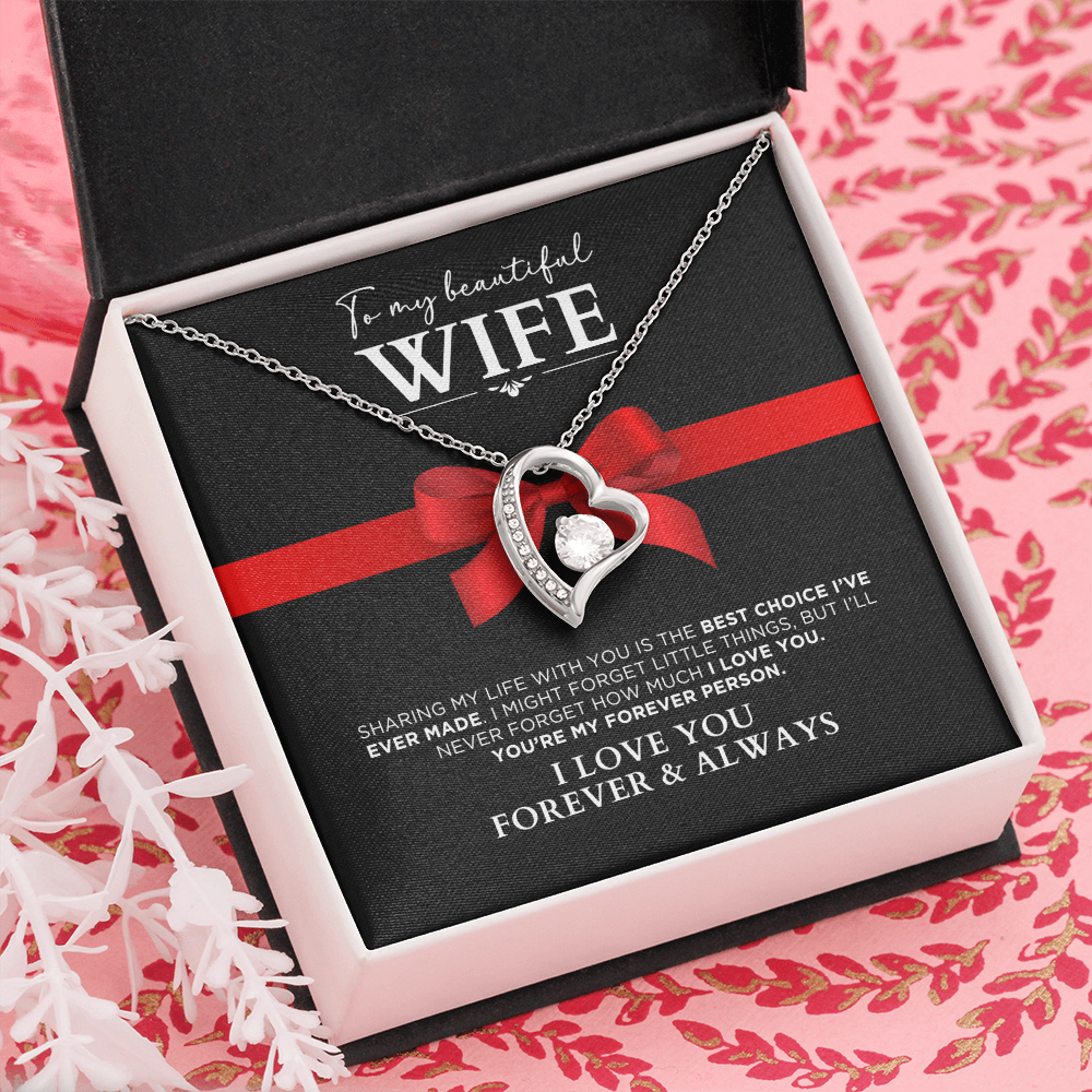 To My Beautiful Wife - Forever Person - Heart Necklace