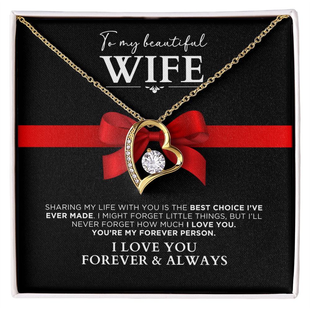 To My Beautiful Wife - Forever Person - Heart Necklace