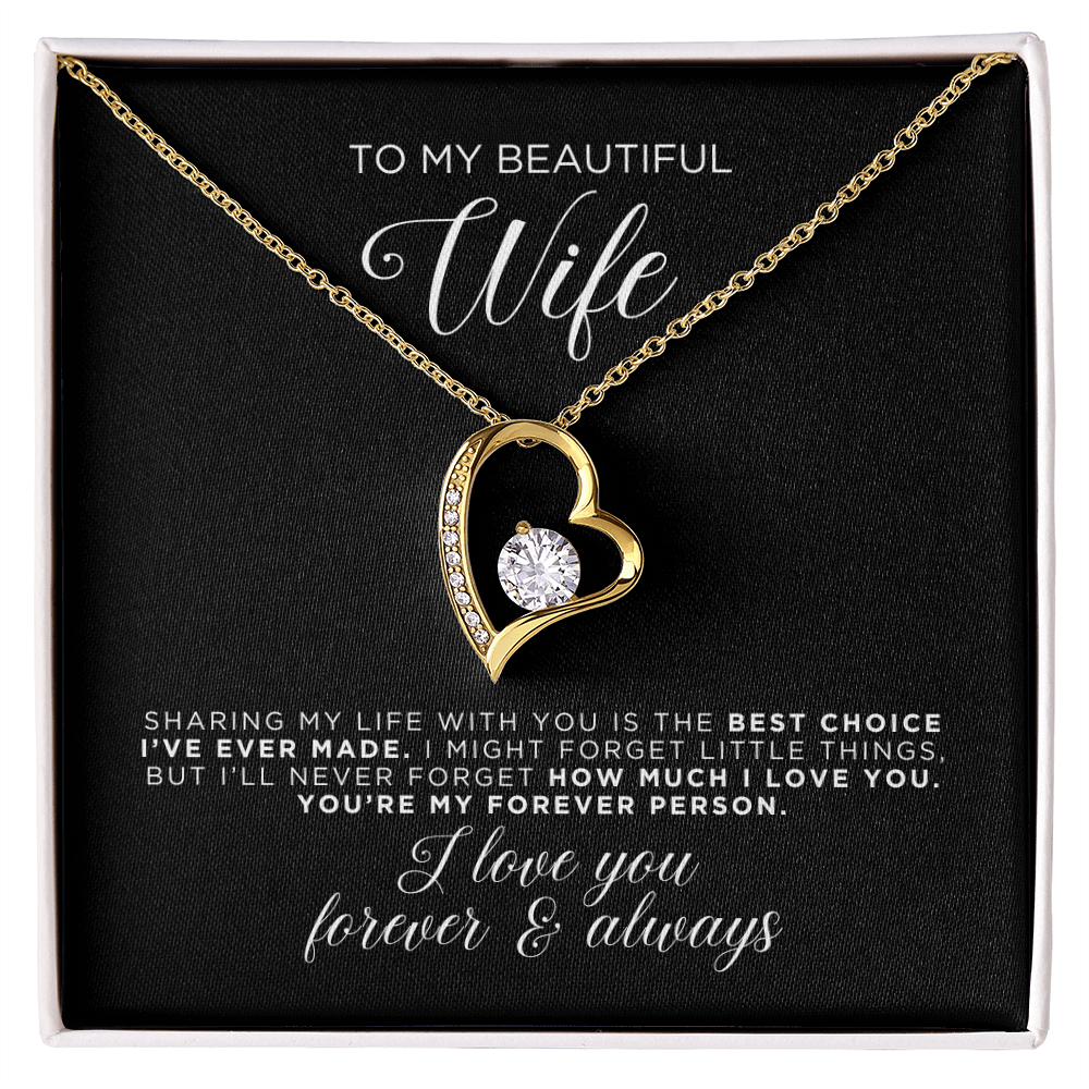 To My Beautiful Wife - Heart Necklace - Forever