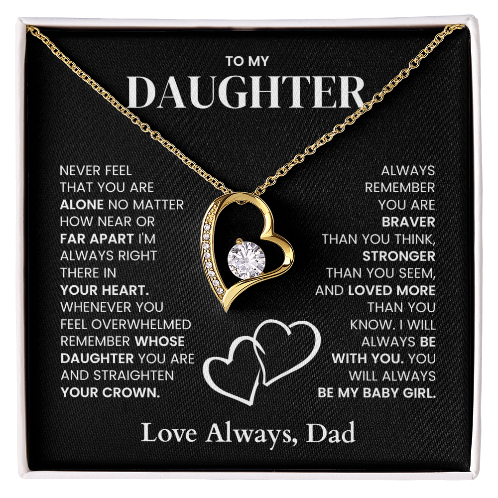 gold heart necklace gift to my daughter, loving message card included.