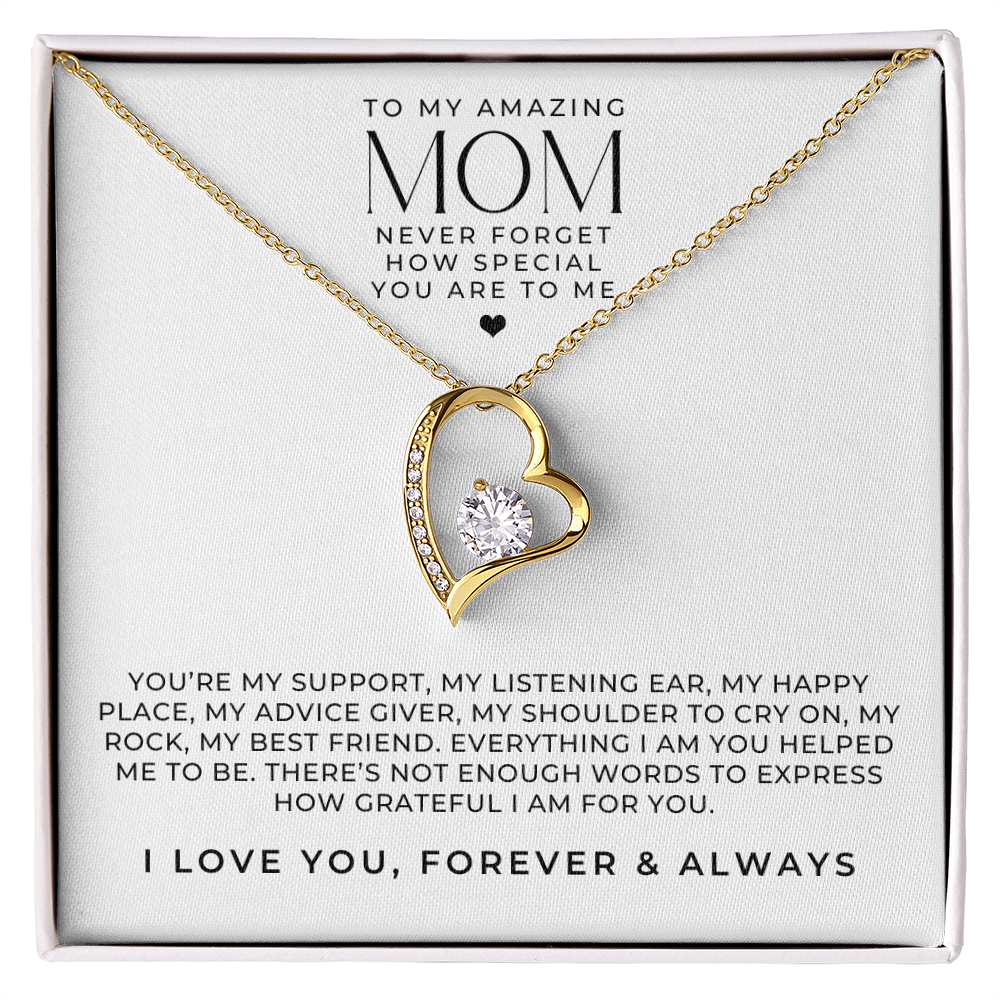 Gold Amazing Mom Necklace Gift + Message Card