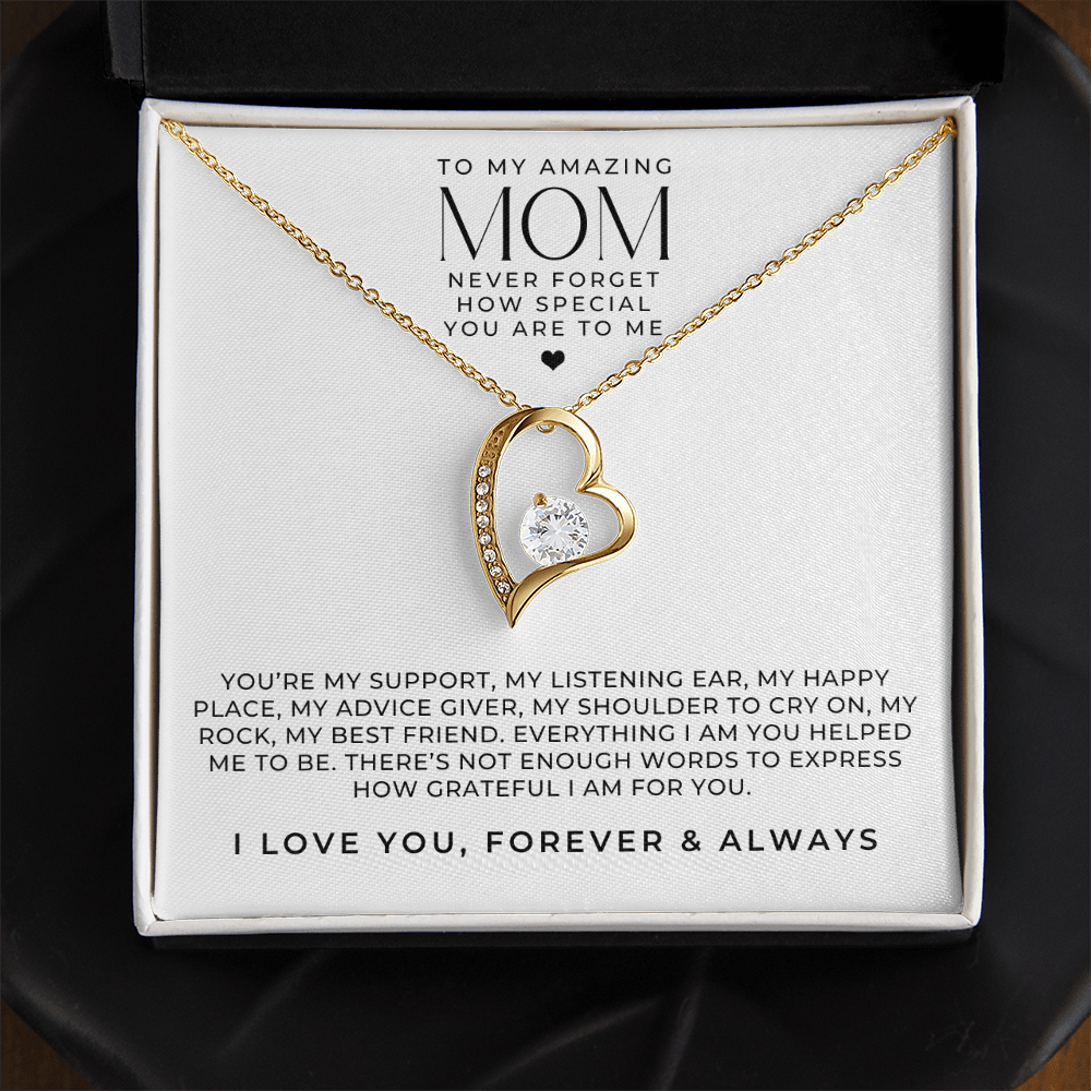 Gold Amazing Mom Necklace Gift + Message Card