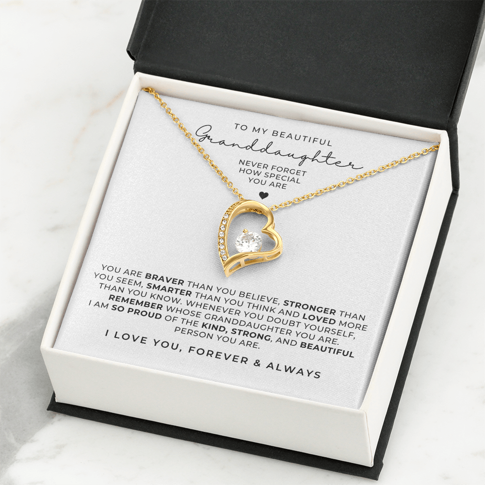 Gold necklace to my beautiful granddaughter, message card jewelry from grandma