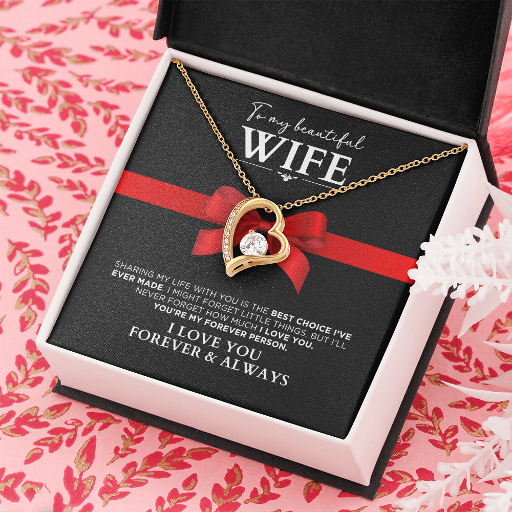 To My Beautiful Wife - Forever Person - Heart Necklace