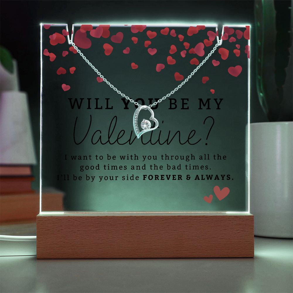 Will You Be My Valentine? Plaque + Necklace Gift For Her