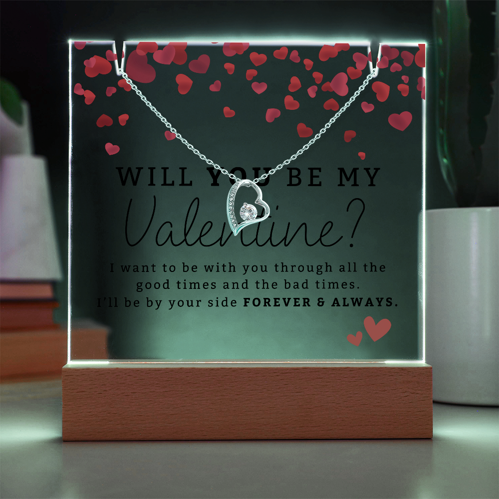 Will You Be My Valentine? Plaque + Necklace Gift For Her