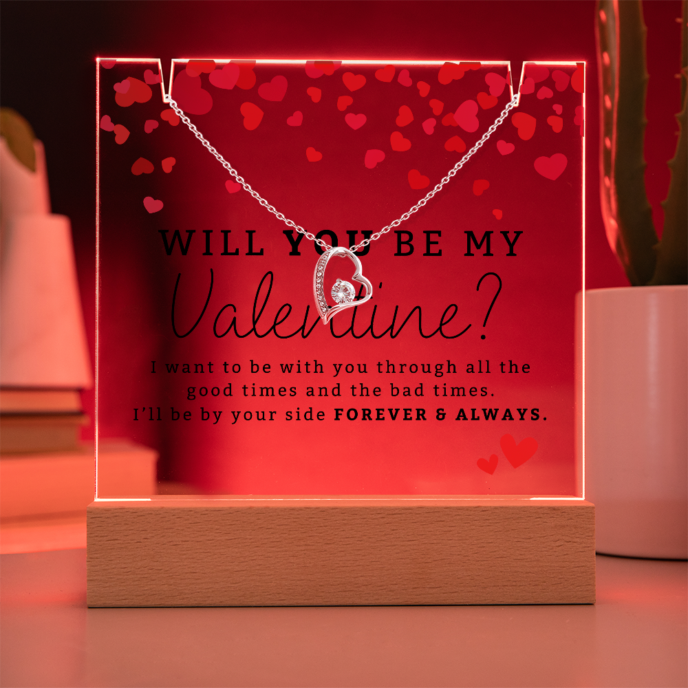 Will You Be My Valentine? Plaque + Necklace Gift For Her