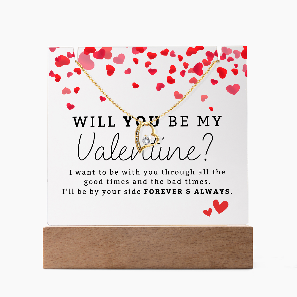 Will You Be My Valentine? Plaque + Necklace Gift For Her