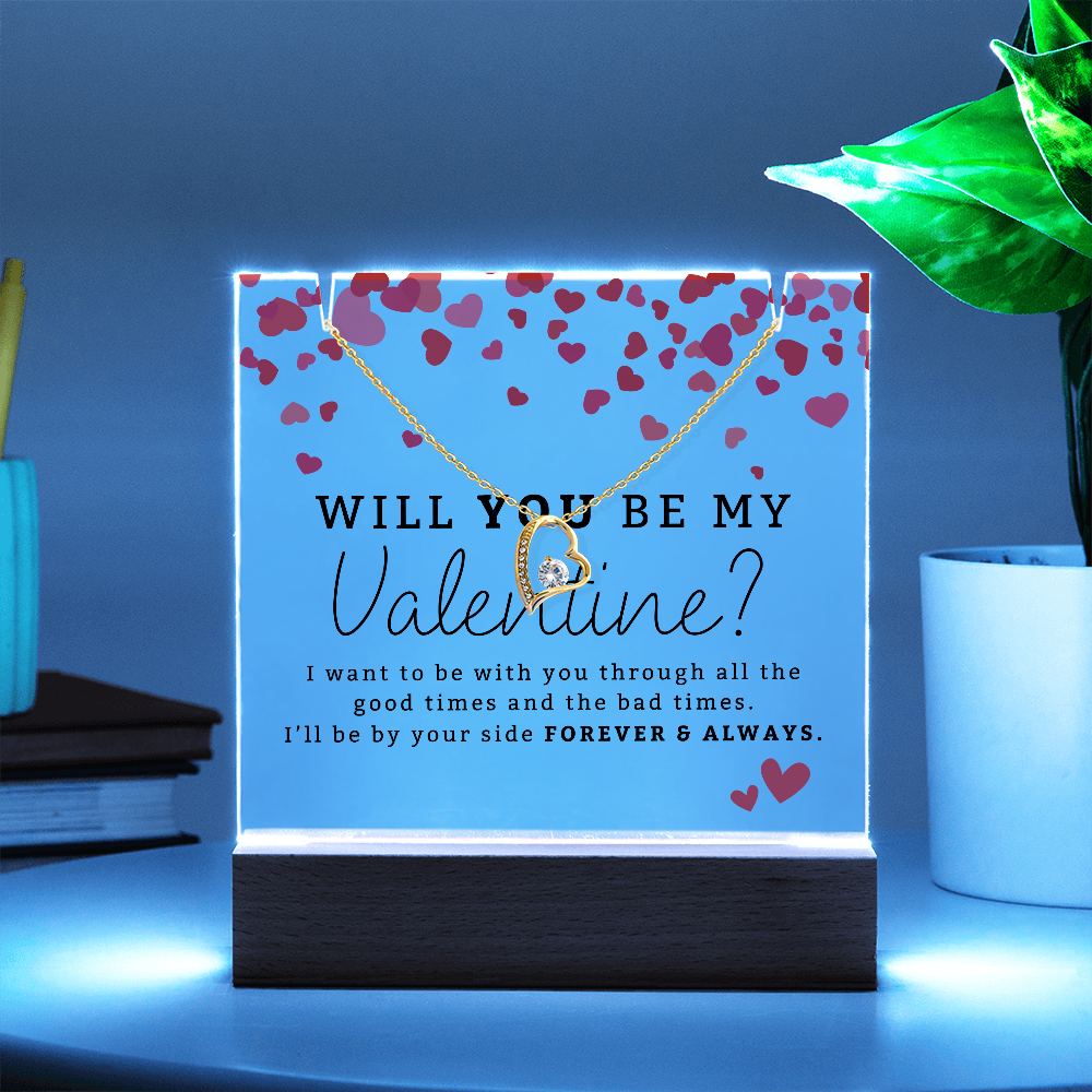 Will You Be My Valentine? Plaque + Necklace Gift For Her