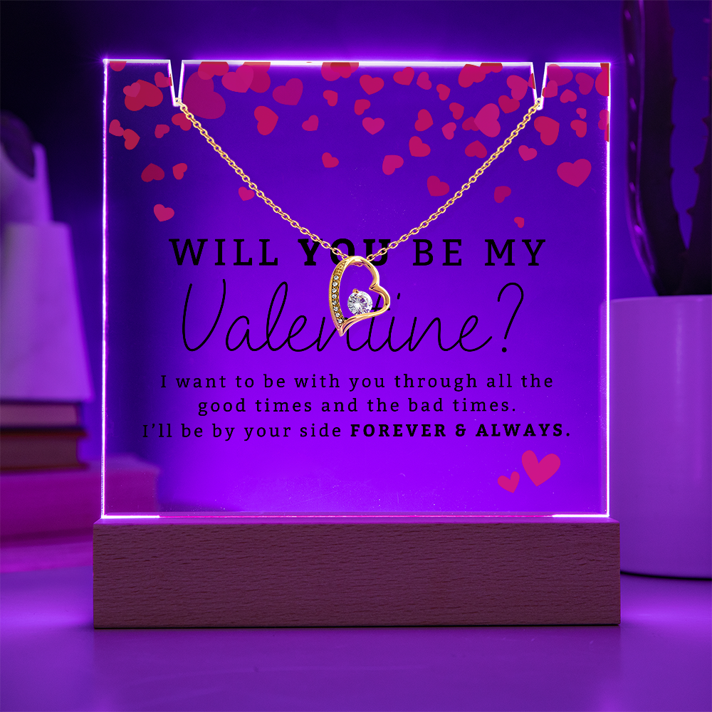 Will You Be My Valentine? Plaque + Necklace Gift For Her