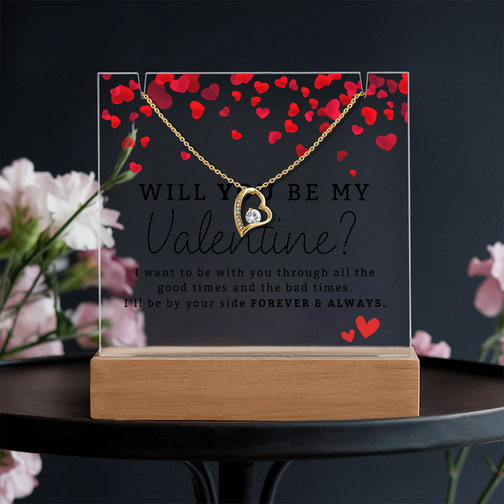 Will You Be My Valentine? Plaque + Necklace Gift For Her