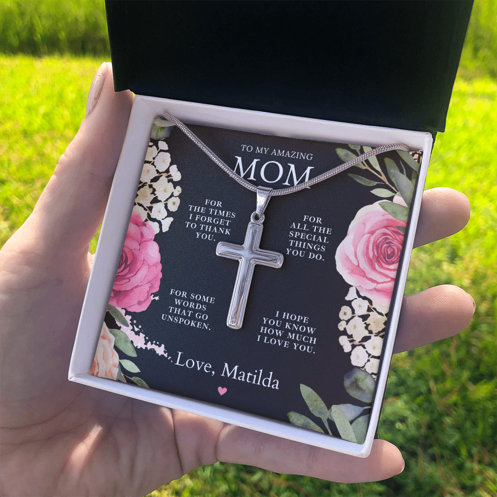 Amazing Mom Necklace + Message Card Gift