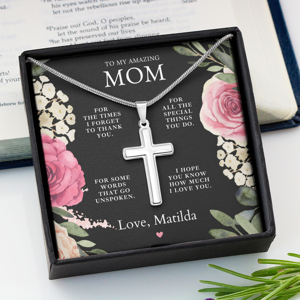 Amazing Mom Necklace + Message Card Gift