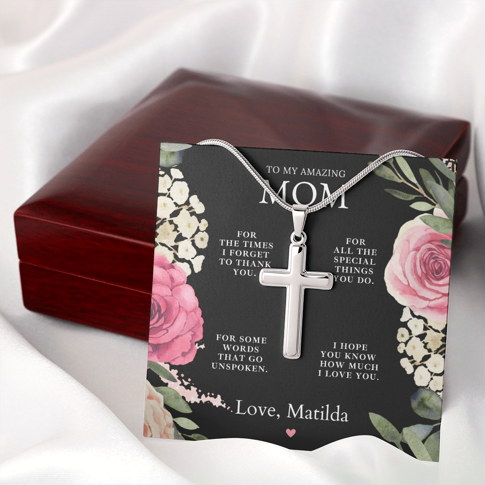 Amazing Mom Necklace + Message Card Gift