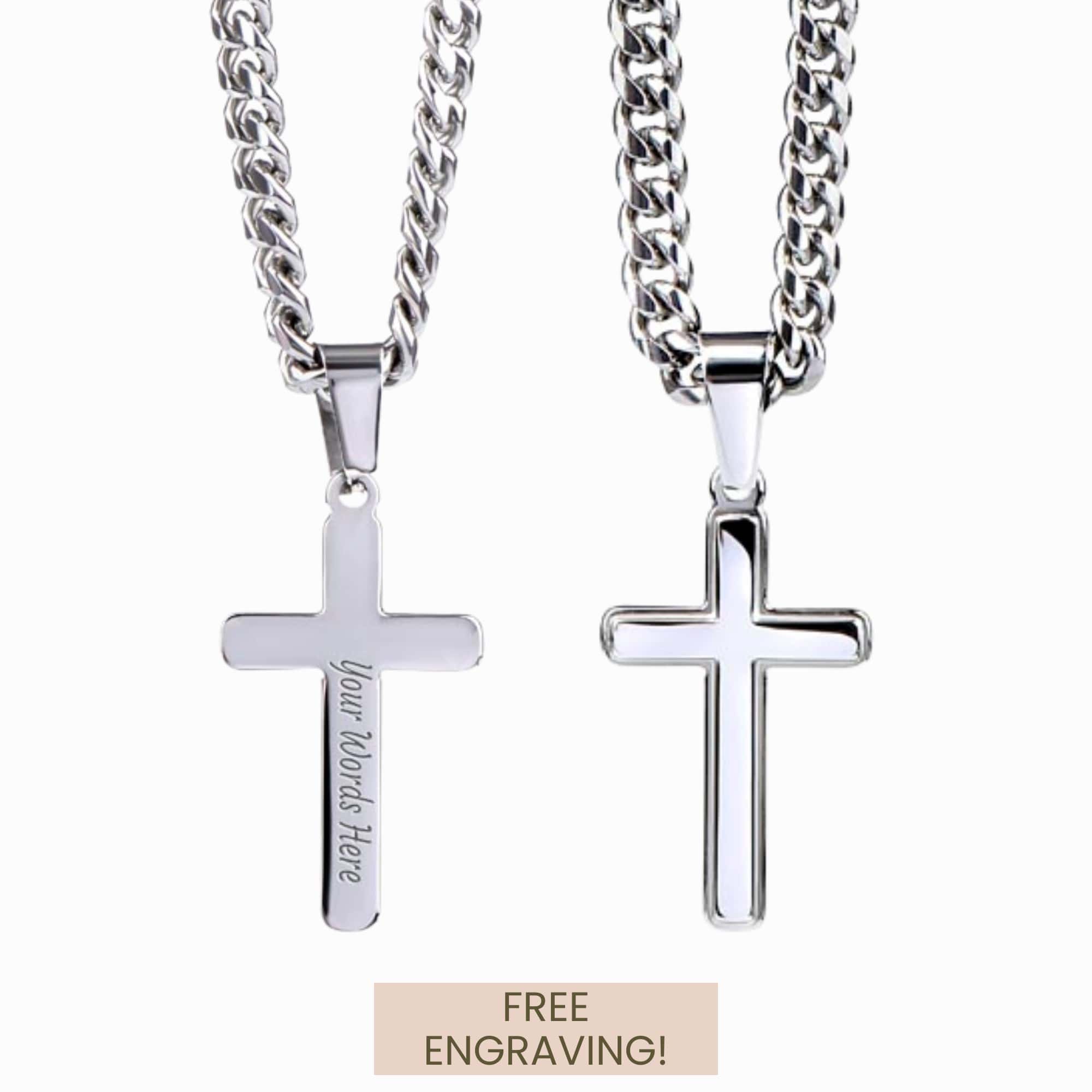 Engraved Cross Necklace - Birthday Gift To My Son