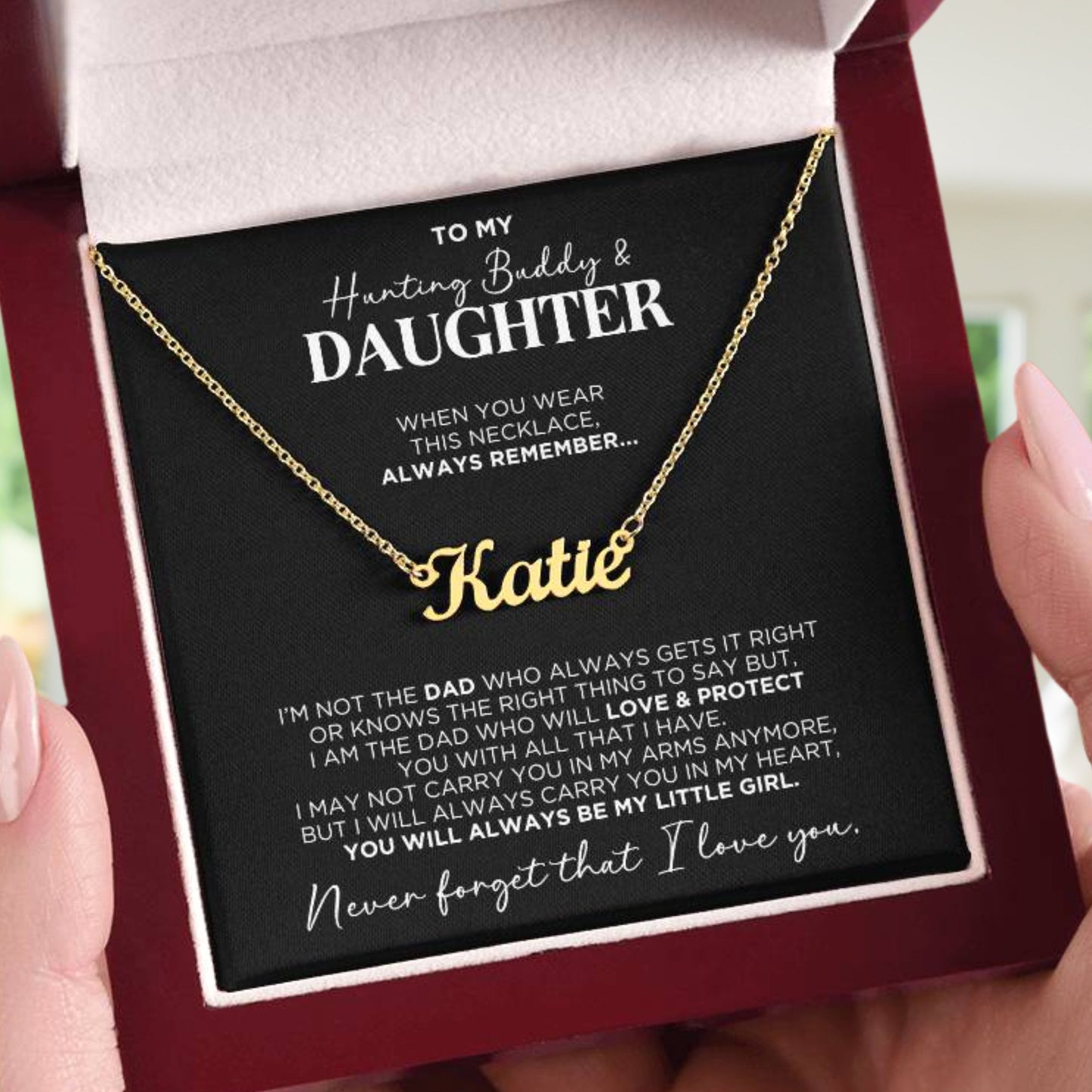 To My Daughter From Dad Hunting Personalized Name Necklace - The Outlander Gifts