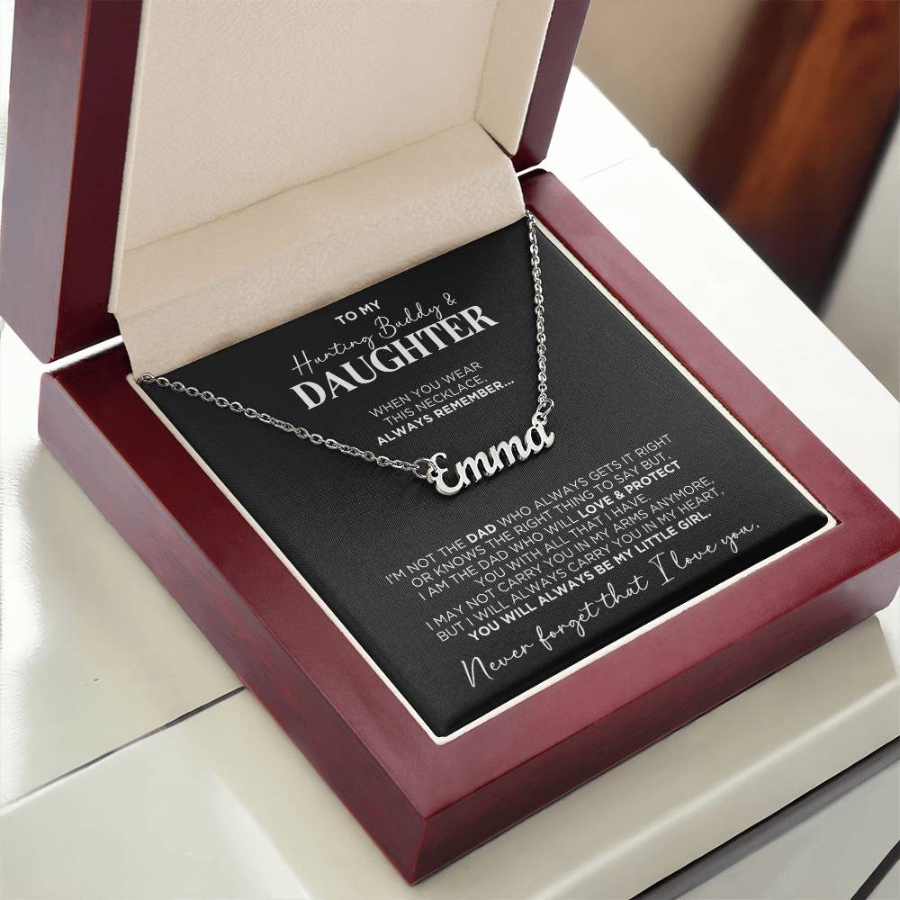 To My Daughter From Dad Hunting Personalized Name Necklace - The Outlander Gifts