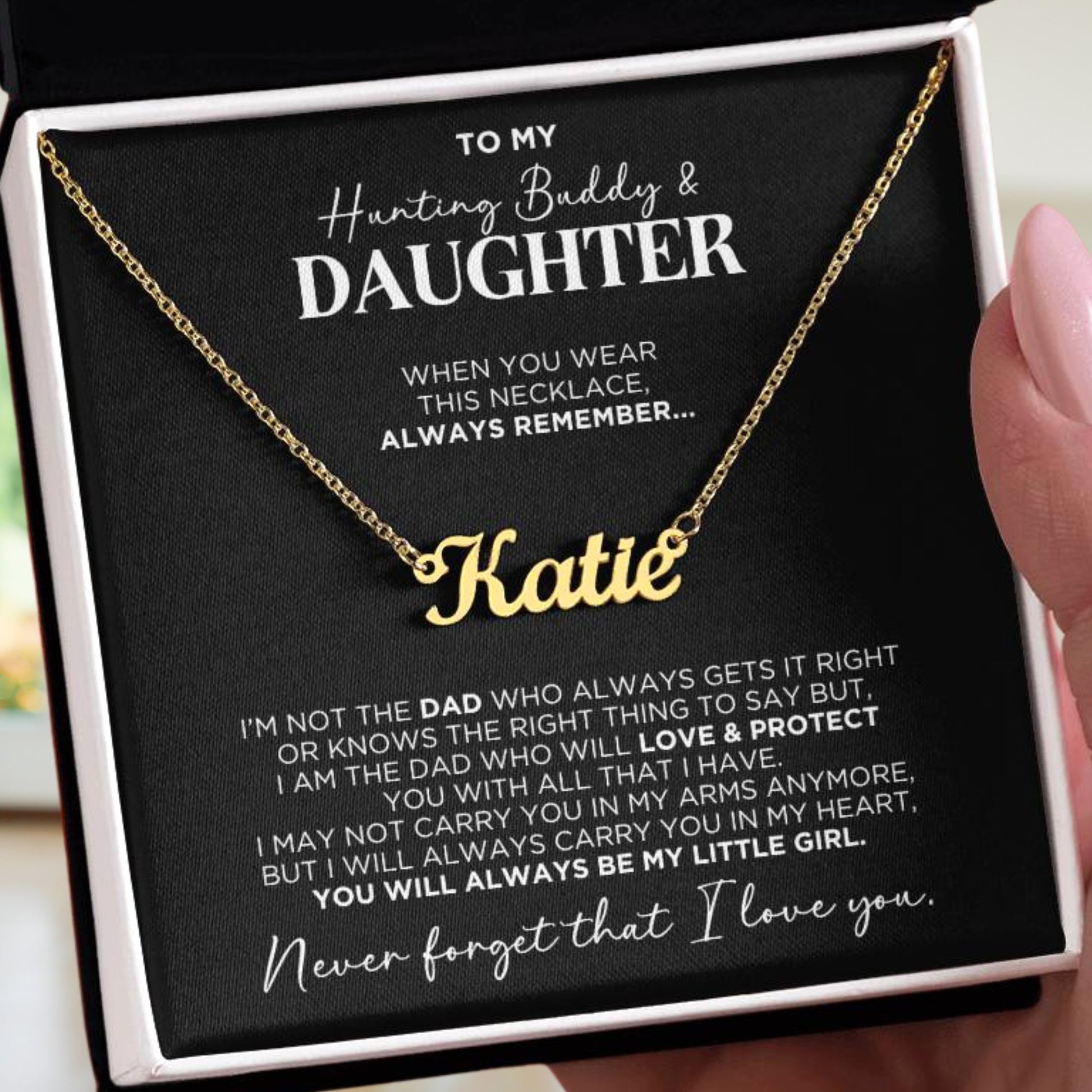 To My Daughter From Dad Hunting Personalized Name Necklace - The Outlander Gifts