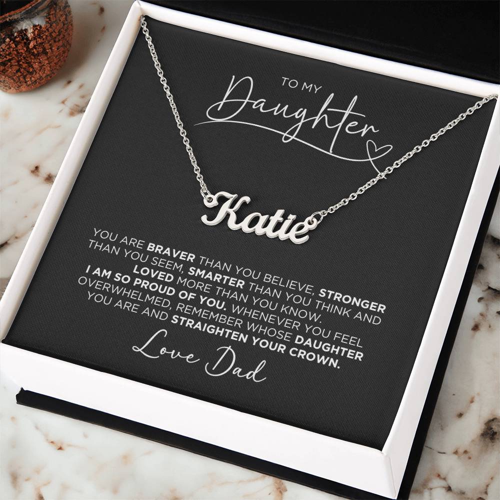 To My Daughter Love Dad Personalized Name Necklace Gift - The Outlander Gifts