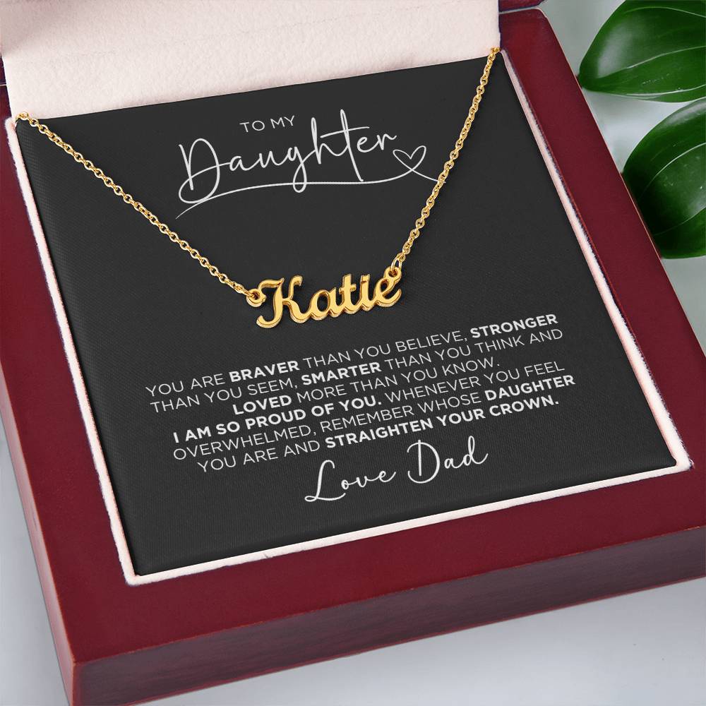 To My Daughter Love Dad Personalized Name Necklace Gift - The Outlander Gifts