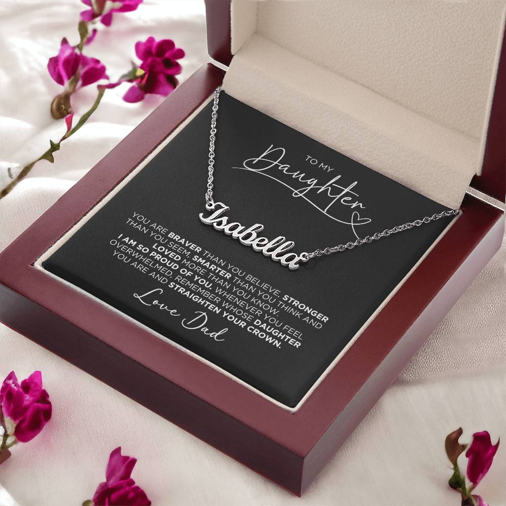 To My Daughter Love Dad Personalized Name Necklace Gift - The Outlander Gifts