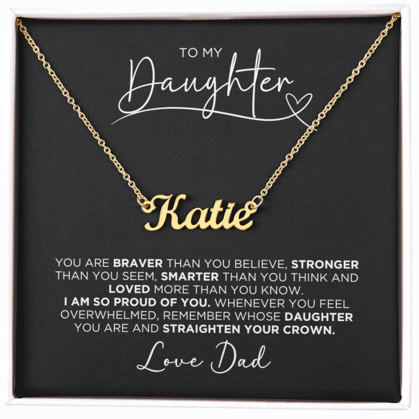 To My Daughter Love Dad Personalized Name Necklace Gift - The Outlander Gifts