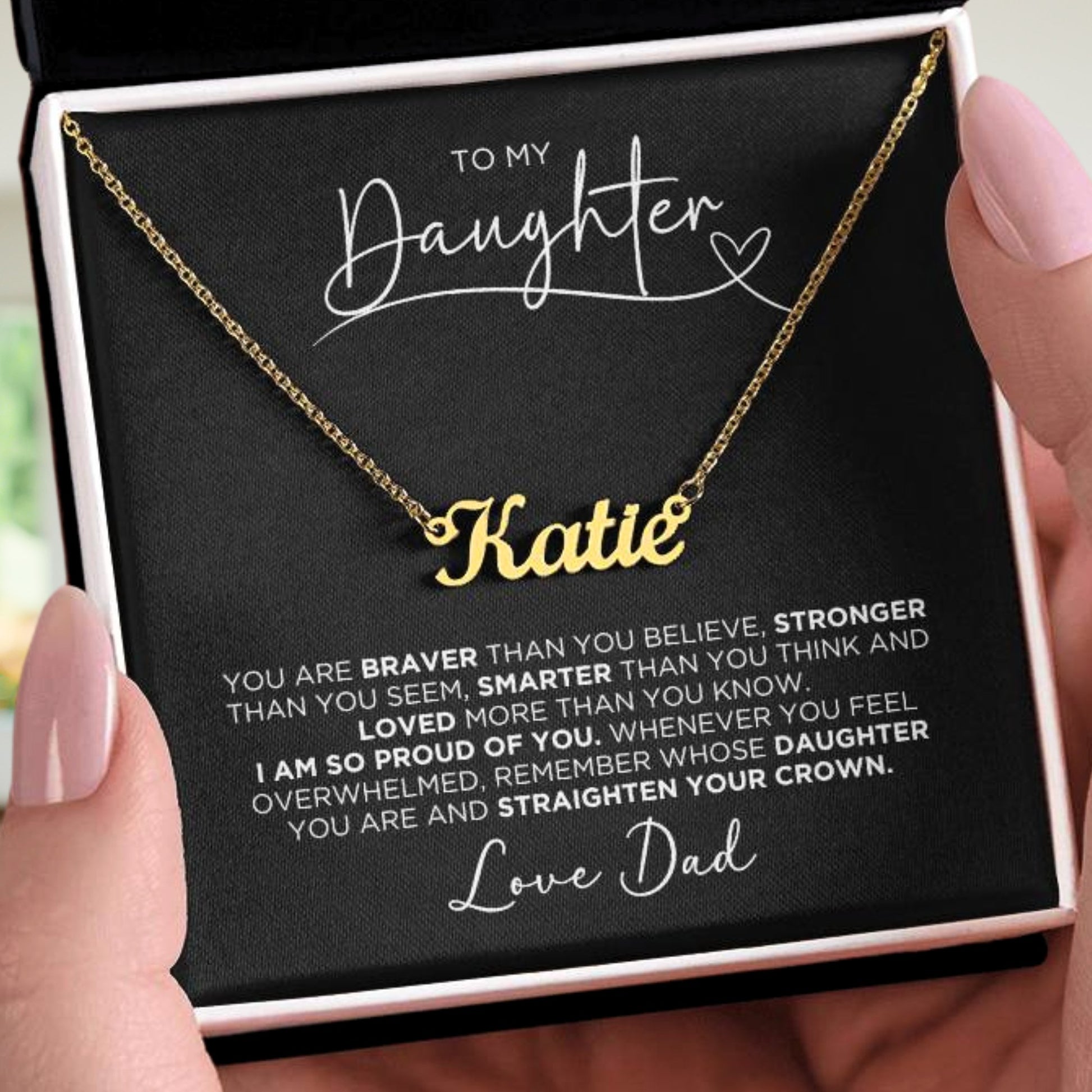 To My Daughter Love Dad Personalized Name Necklace Gift - The Outlander Gifts