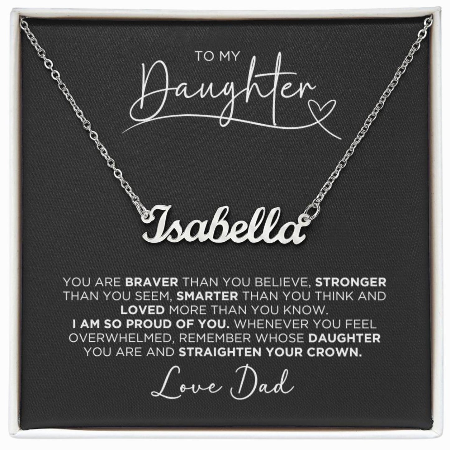 To My Daughter Love Dad Personalized Name Necklace Gift - The Outlander Gifts