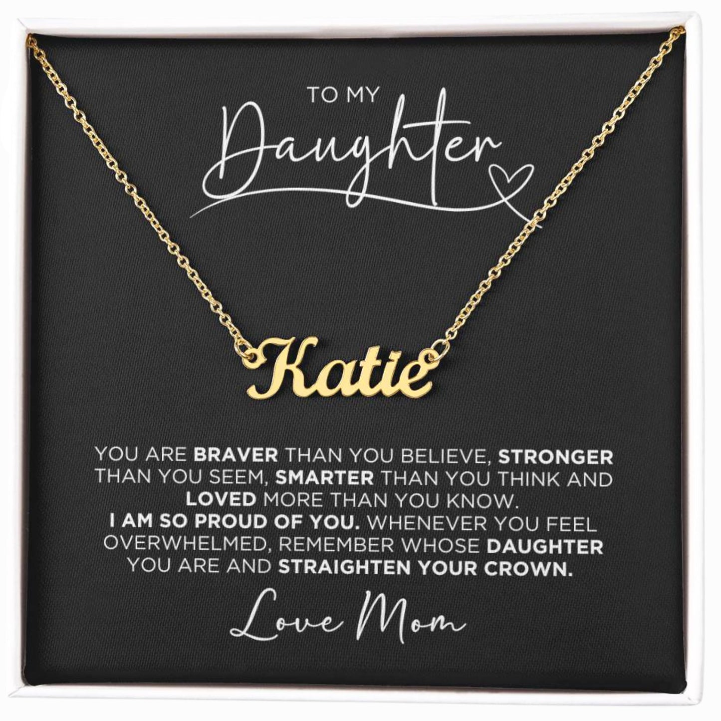 To My Daughter Love Mom Personalized Name Necklace Gift - The Outlander Gifts