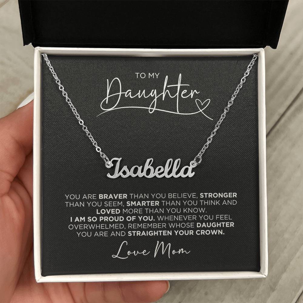 To My Daughter Love Mom Personalized Name Necklace Gift - The Outlander Gifts