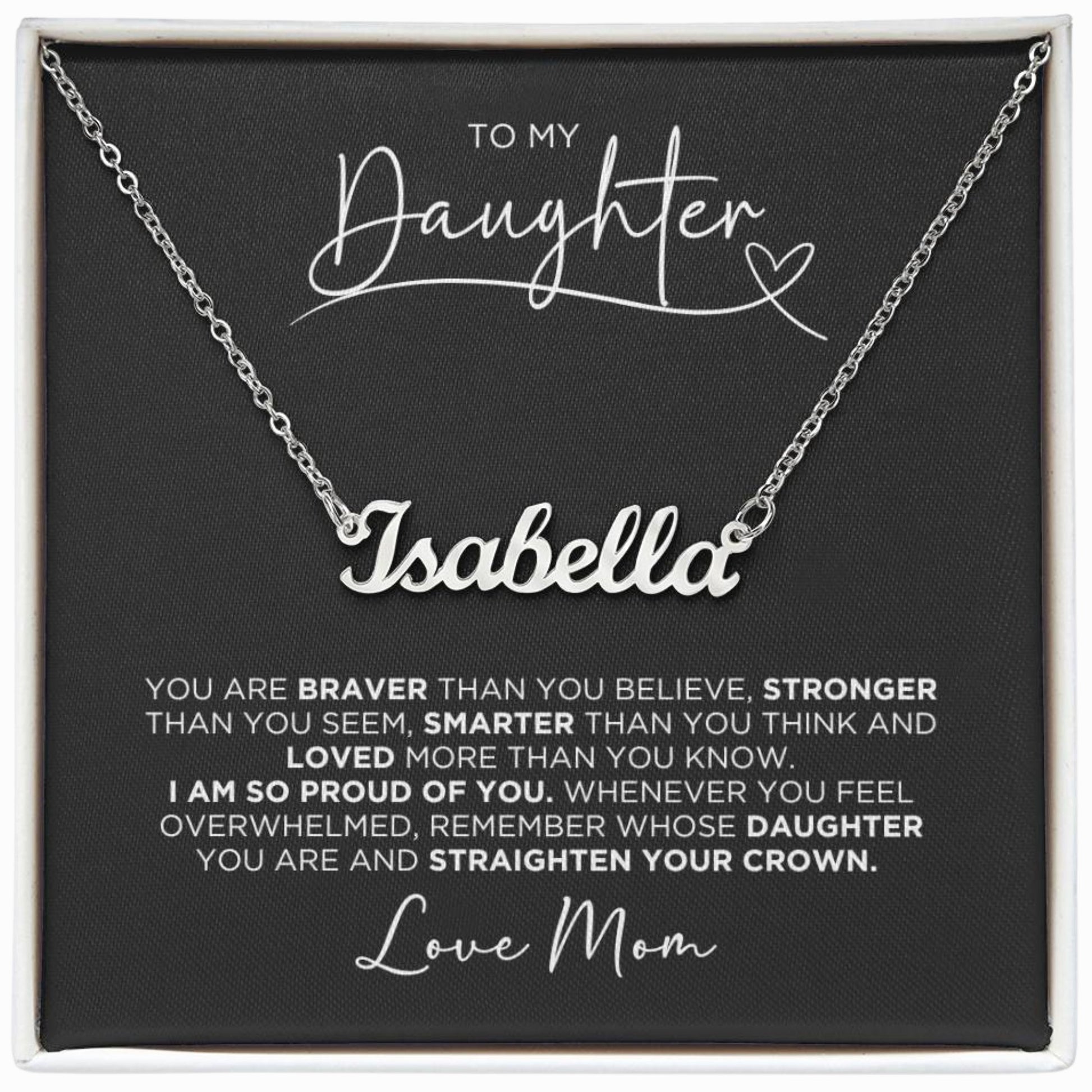 To My Daughter Love Mom Personalized Name Necklace Gift - The Outlander Gifts