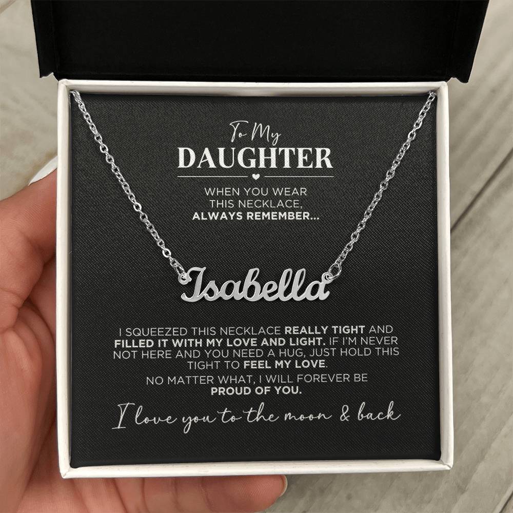 To My Daughter Moon and Back Personalized Name Necklace - The Outlander Gifts