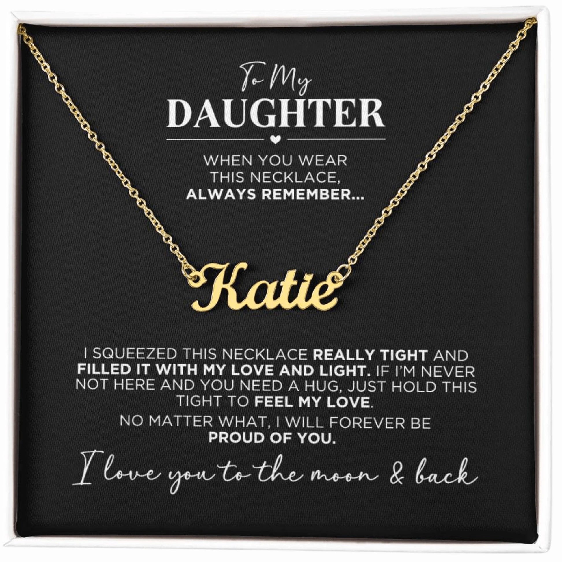 To My Daughter Moon and Back Personalized Name Necklace - The Outlander Gifts